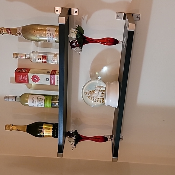 Floating shelves Like New black wood grain brushed aluminum ends set screws MINT - Picture 3 of 17